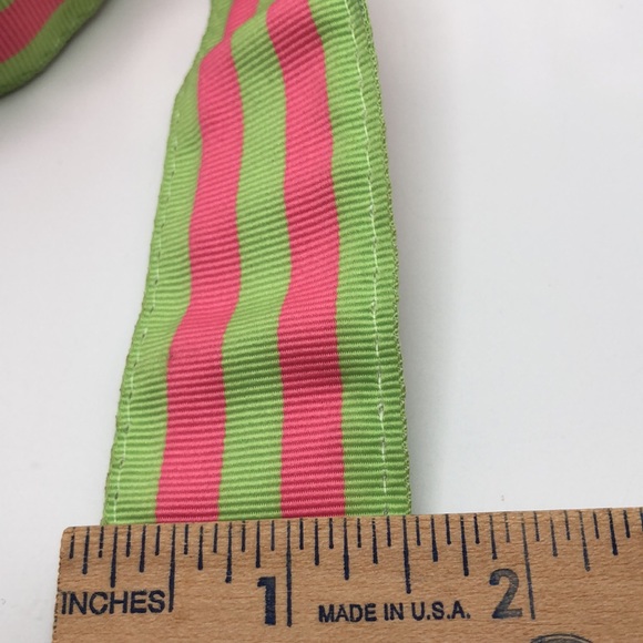 YRI Womens Green and Pink Color Striped Ribbon Sz Large Belt. Made in USA - Picture 6 of 6
